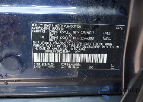 2021 Toyota Rav4 Prime Se from USA, damaged, VIN JTMAB3FV3MD035889